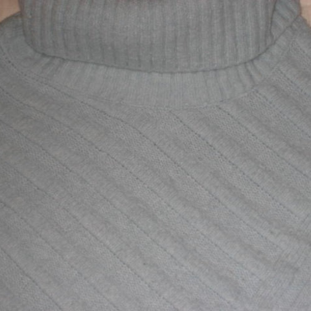 Chicos Poncho Great Condition M Blue Turtleneck Cozy Textured Pullover Sweater - Picture 8 of 11